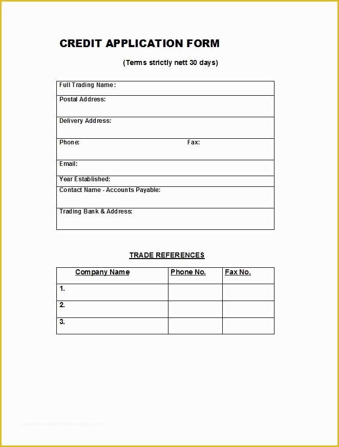 Credit Application form Template Free Of 40 Free Credit Application form Templates & Samples