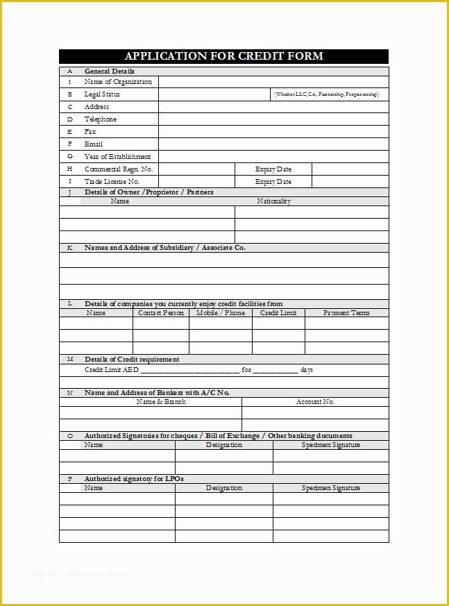 Credit Application form Template Free Of 40 Free Credit Application form Templates & Samples