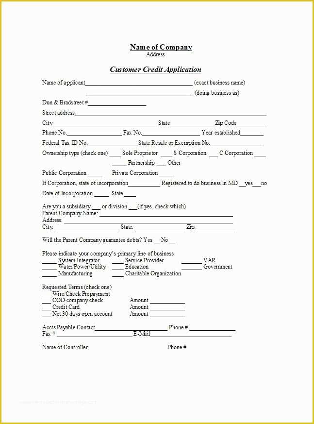 Credit Application form Template Free Of 45 Free Credit Application form Templates & Samples Free