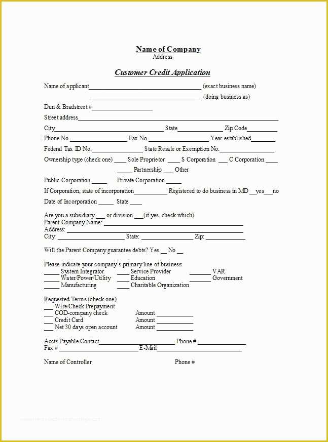 Credit Application form Template Free Of 45 Free Credit Application form Templates &amp; Samples Free