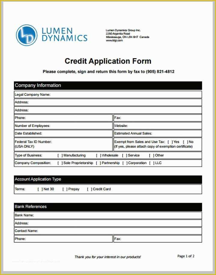 Credit Application form Template Free Of 8 Credit Application form Templates Pdf