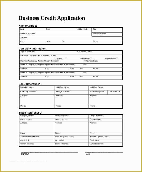 Credit Application form Template Free Of 9 Sample Credit Application forms