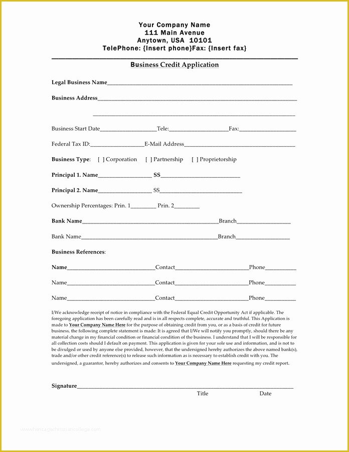 Credit Application form Template Free Of Business Credit Application form Pdf – Business form Templates