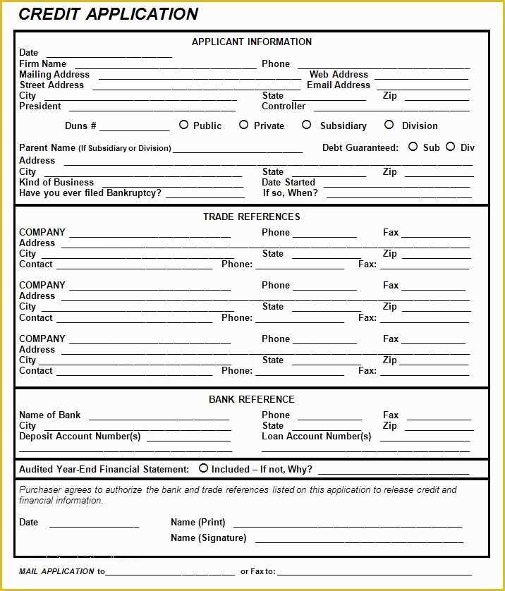 Credit Application form Template Free Of Credit Application form Pdf