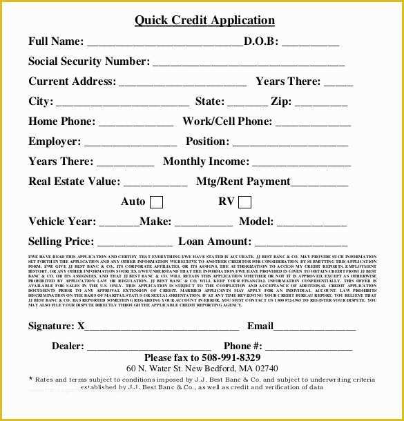 Credit Application form Template Free Of Credit Application Template – 13 Free Word Pdf Documents