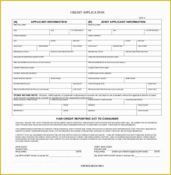 Credit Application form Template Free Of Credit Application Template 32 Examples In Pdf Word