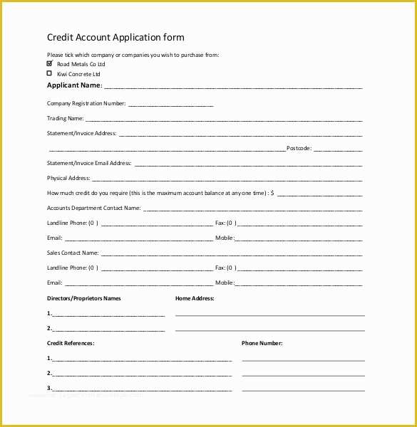 Credit Application form Template Free Of Credit Application Template 32 Examples In Pdf Word