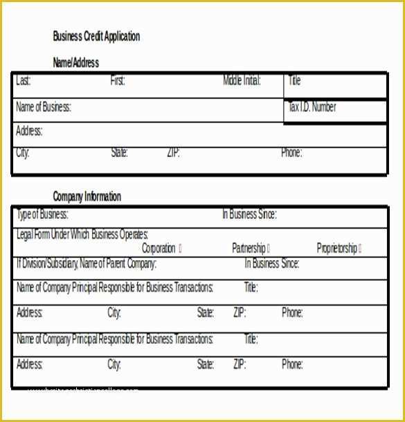 Credit Application form Template Free Of Credit Application Template 33 Examples In Pdf Word