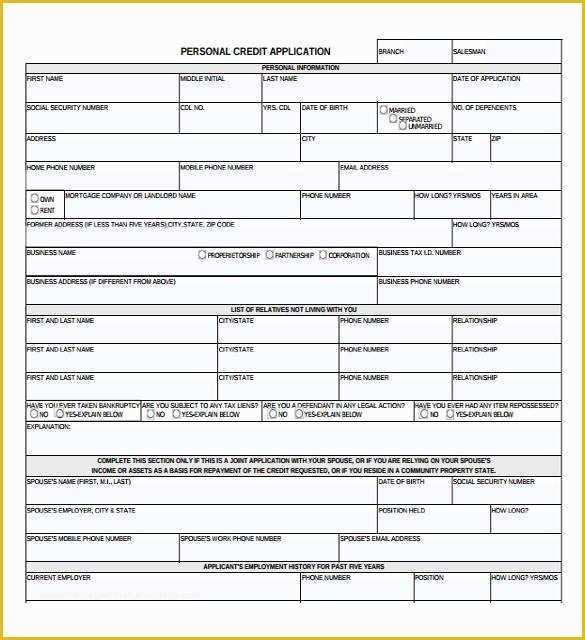 Credit Application form Template Free Of Credit Application Template 33 Examples In Pdf Word