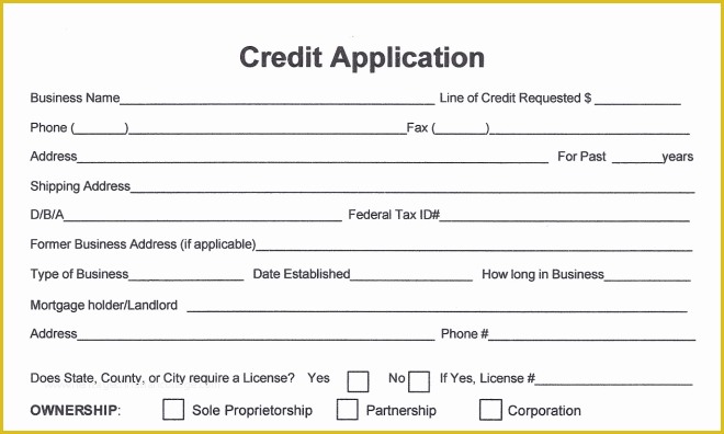 Credit Application form Template Free Of Free Business Credit Application form