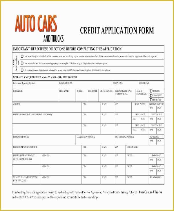 Credit Application form Template Free Of Sample Credit Application form 10 Free Documents In Pdf