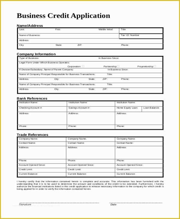 Credit Application form Template Free Of Sample Credit Application form 10 Free Documents In Pdf