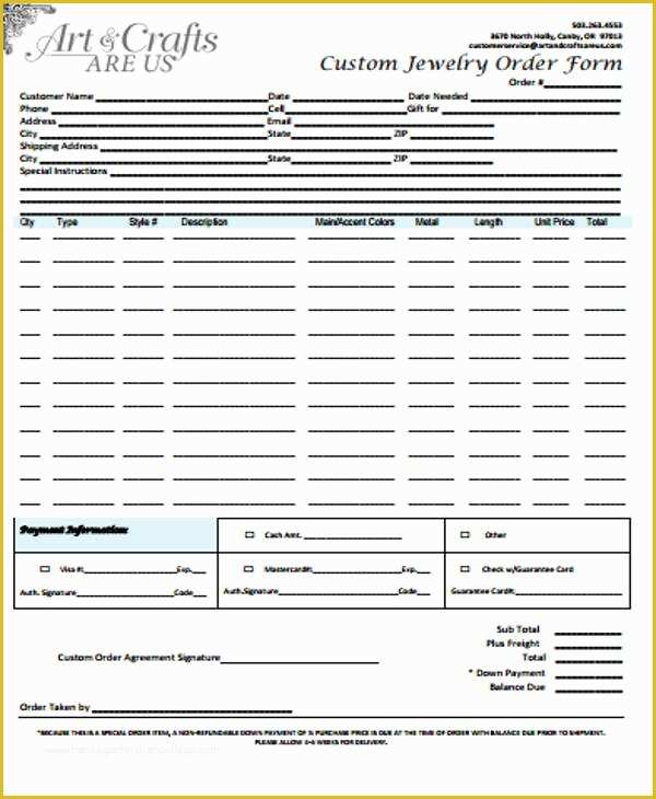 Custom order form Template Free Of 12 Sample Custom order forms