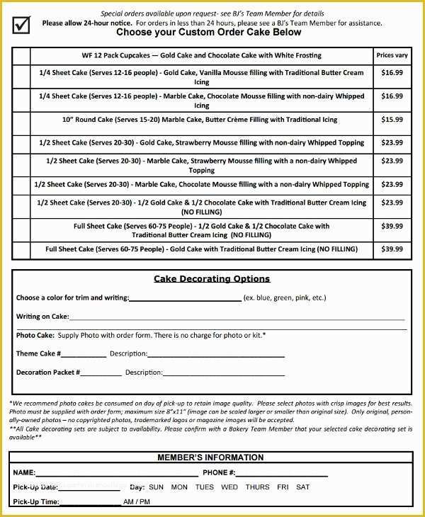 Custom order form Template Free Of 16 Cake order form Templates