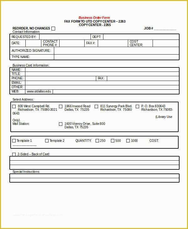 Custom order form Template Free Of Business forms 8 Free Word Pdf Documents Download