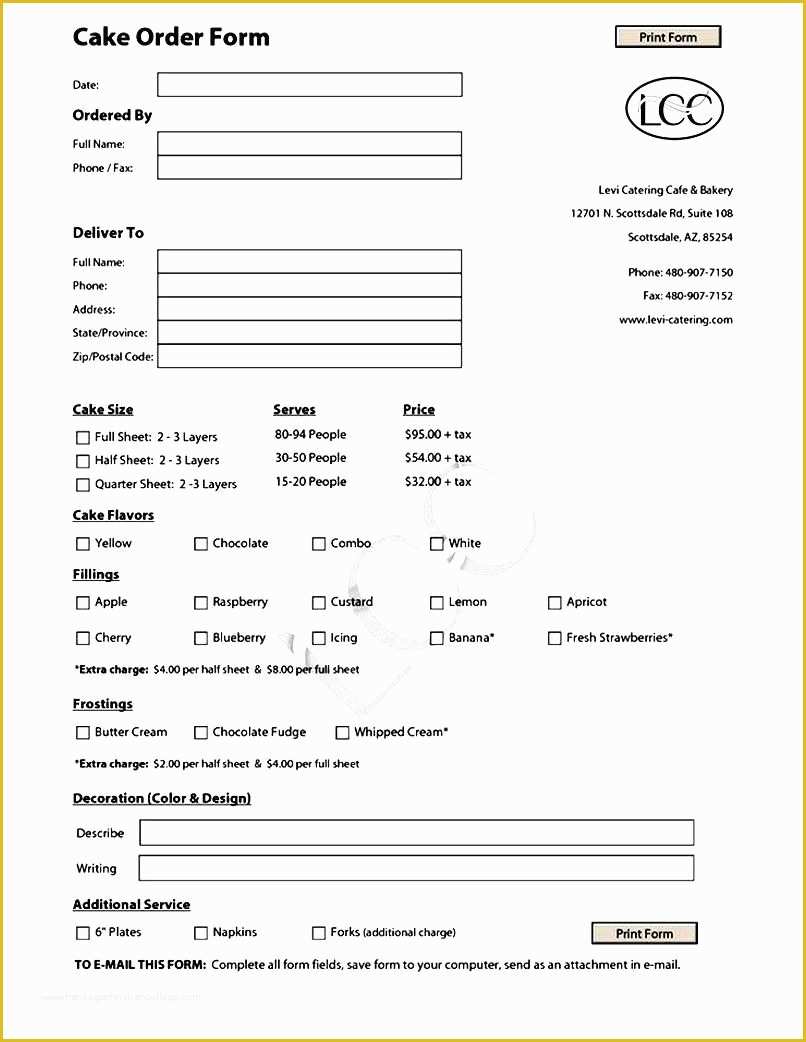 Custom order form Template Free Of Cake order form Template Free