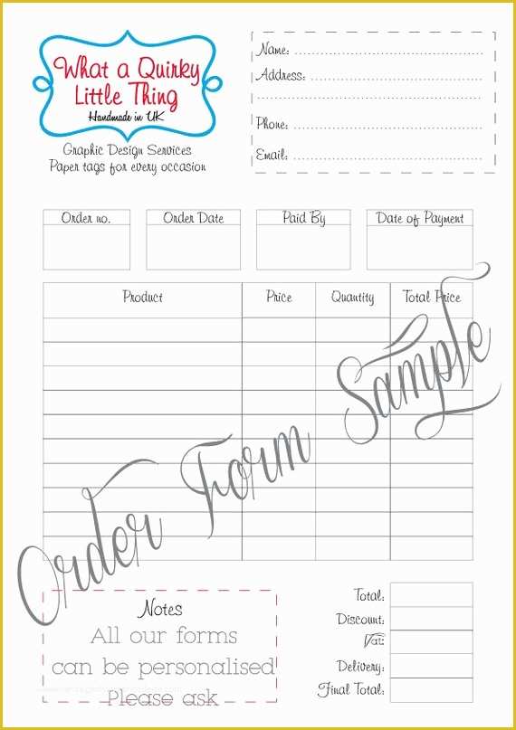 Custom order form Template Free Of Custom order form Printable form Editable Template