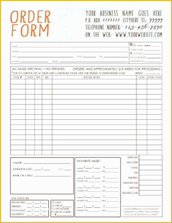 Custom order form Template Free Of General Graphy Sales order form Template by Infinityimage