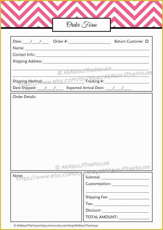 Custom order form Template Free Of order form Custom order form Printable Business Planner