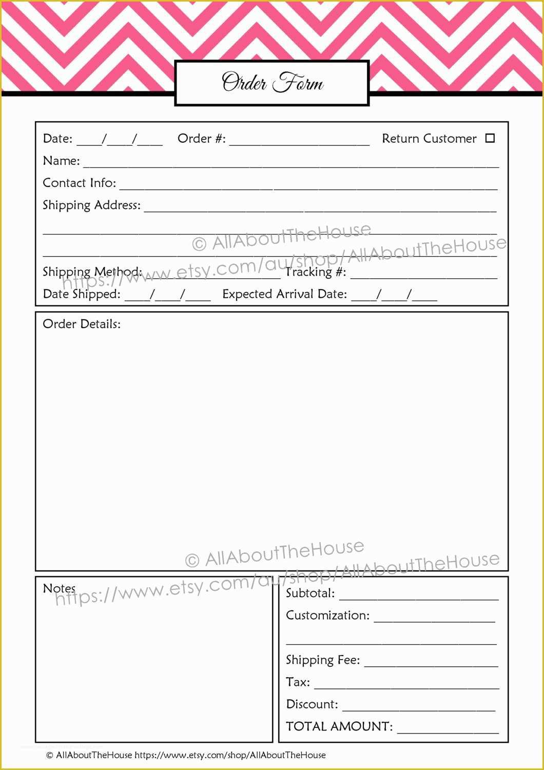 Custom order form Template Free Of order form Custom order form Printable Business Planner