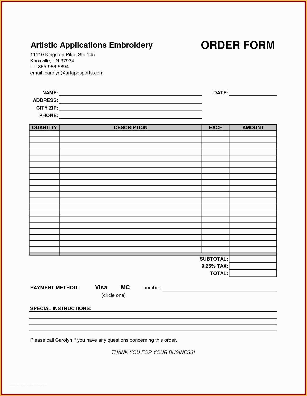 Custom order form Template Free Of order form Template