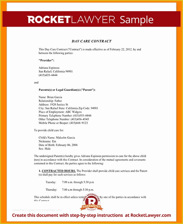 Daycare Contract Templates Free Of 13 Daycare Contract Templates