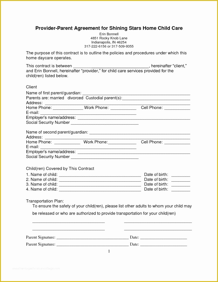 Daycare Contract Templates Free Of Contract Daycare Contract Template