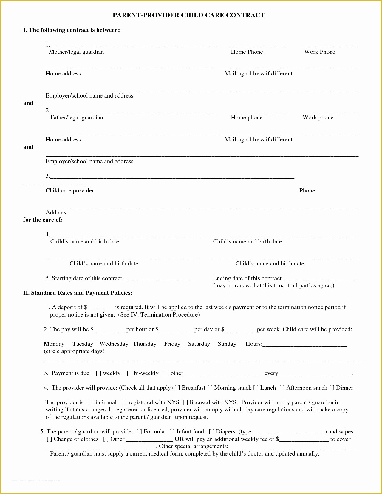 Daycare Contract Templates Free Of Daycare Contract Templates Filename