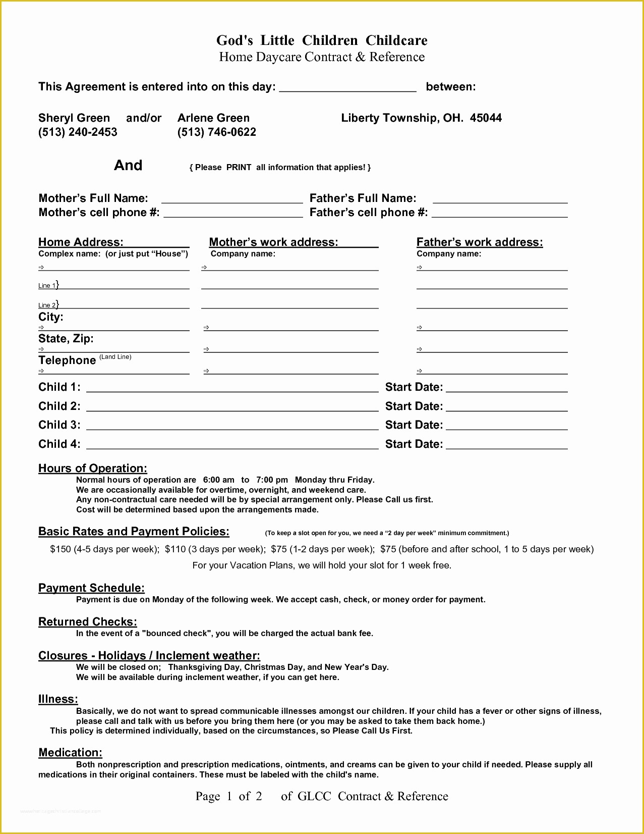 Daycare Contract Templates Free Of Pin by Takiyah James On Childcare Ideas