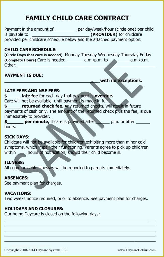 Daycare Contract Templates Free Of Preview Daycare forms How to Start A Daycare
