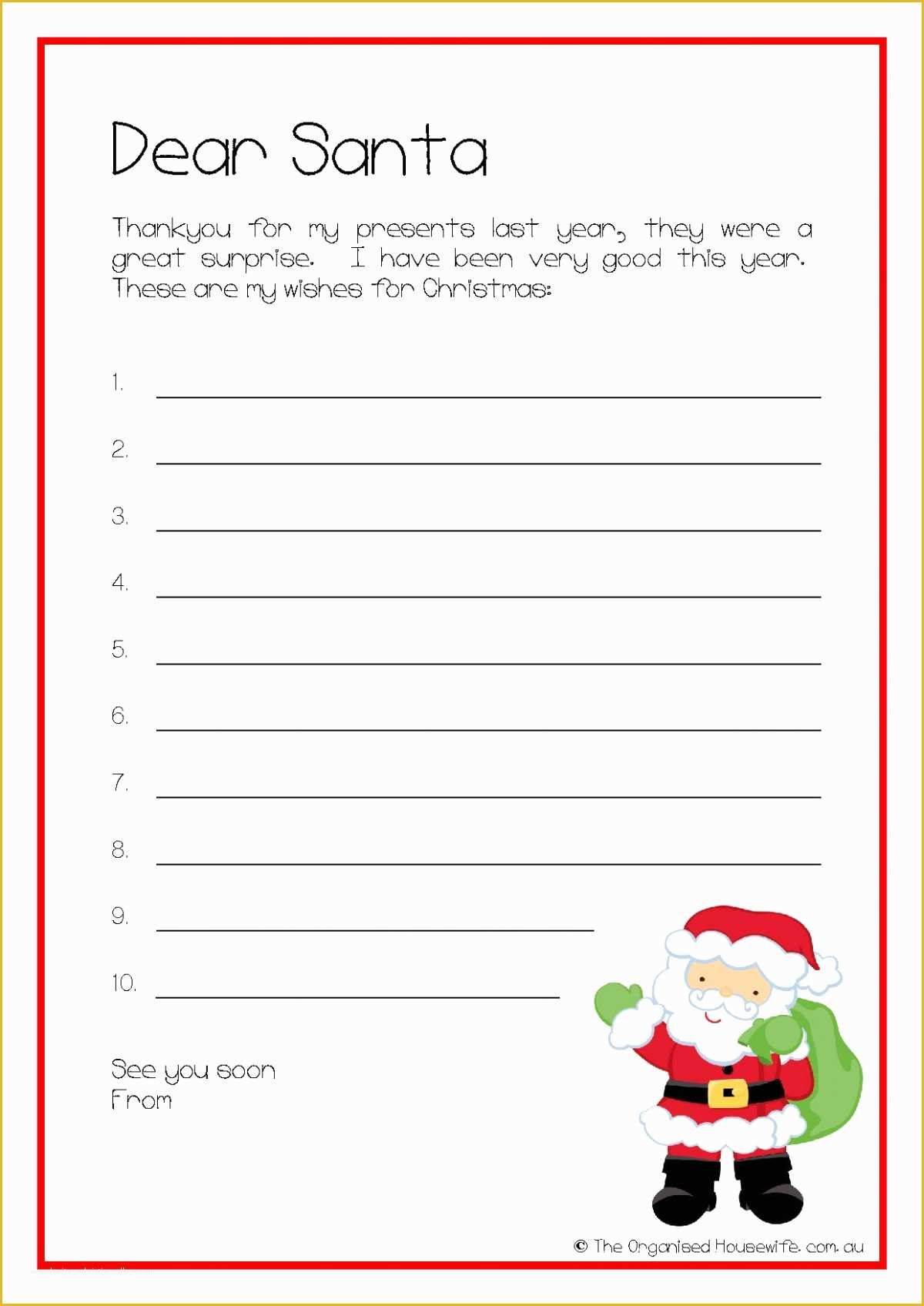 Dear Santa Letter Template Free Of Christmas Planning Printable Kids Letter to Santa