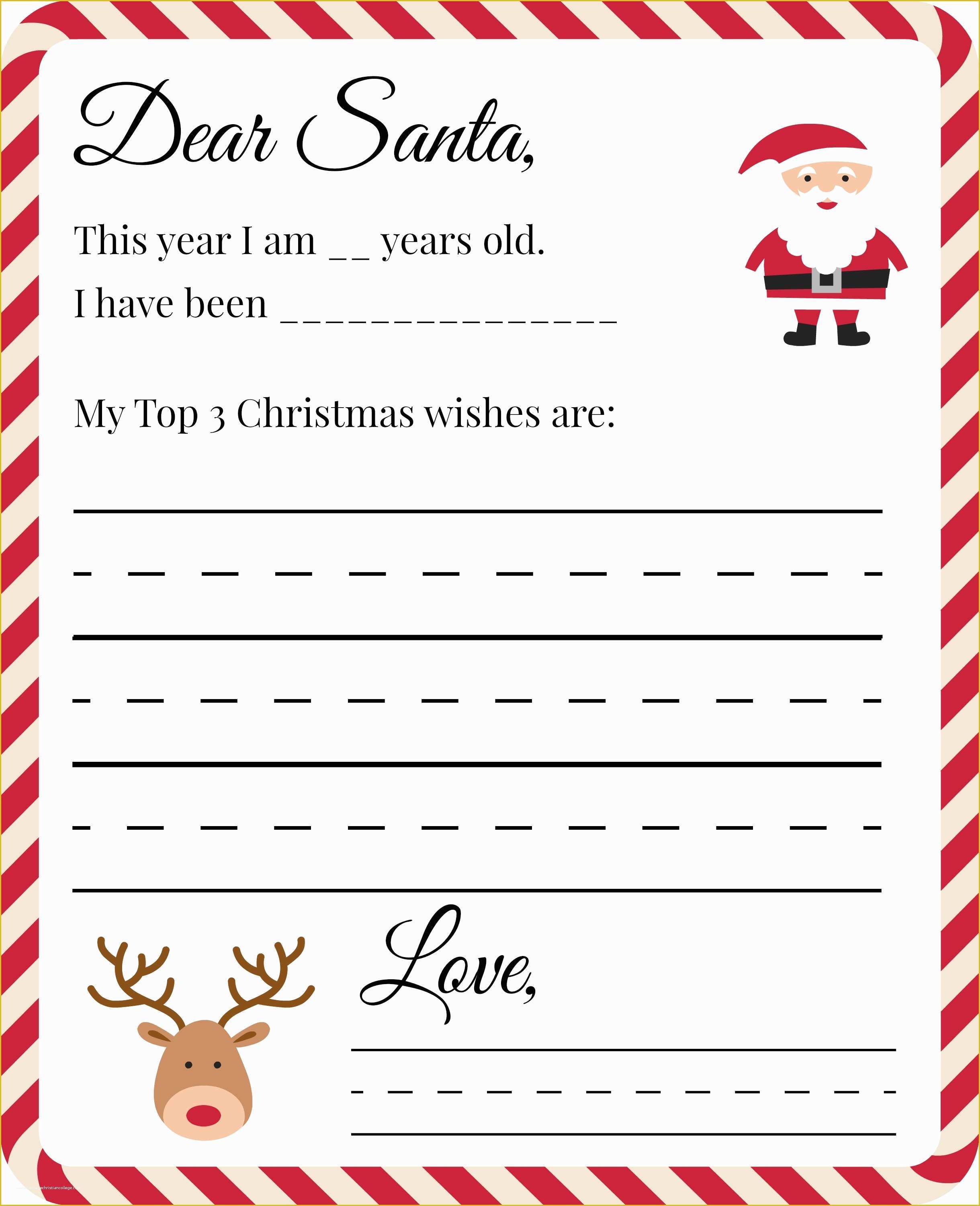 Dear Santa Letter Template Free Of Dear Santa Printable Heritagechristiancollege