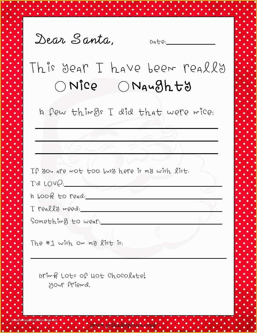 Dear Santa Letter Template Free Of Free Printable Dear Santa Letter 