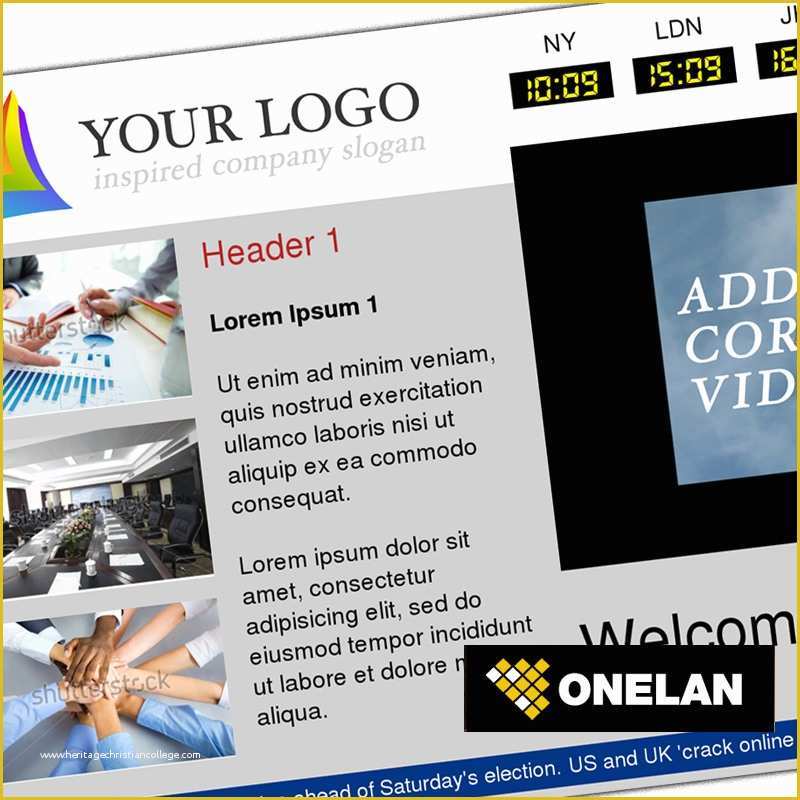 Digital Signage Template Free Download Of Corporate Digital Signage Template Layout for Onelan Ntb