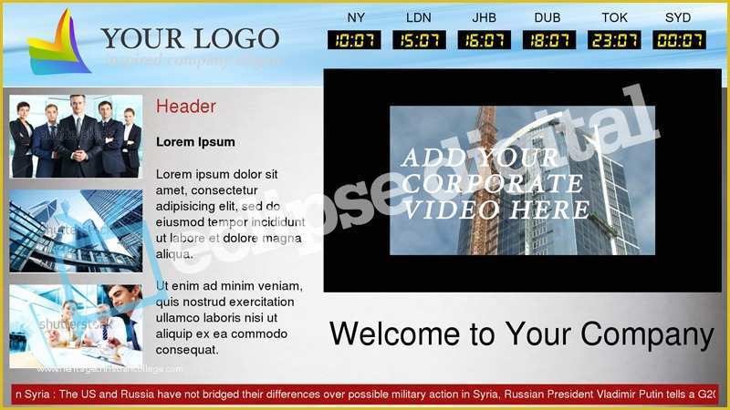 Digital Signage Template Free Download Of Corporate Digital Signage Template Layout for Onelan Ntb