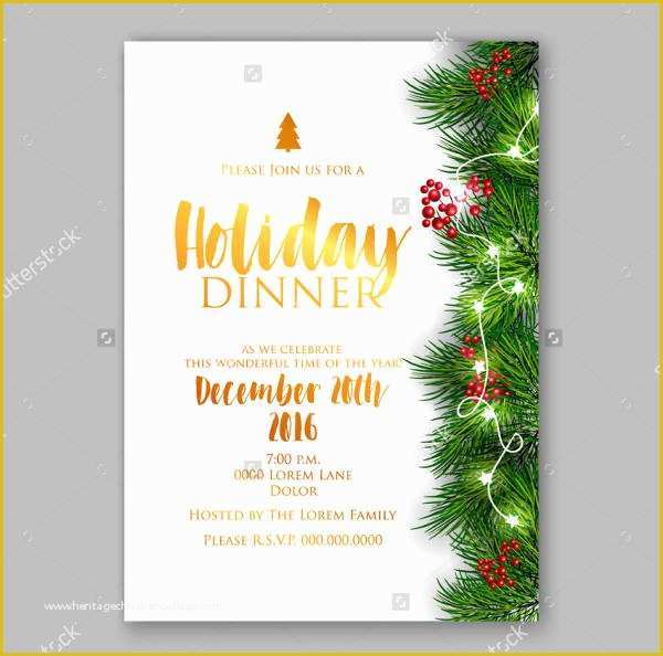 Dinner Invitation Templates Free Download Of 9 Holiday Dinner Invitations Free Sample Example