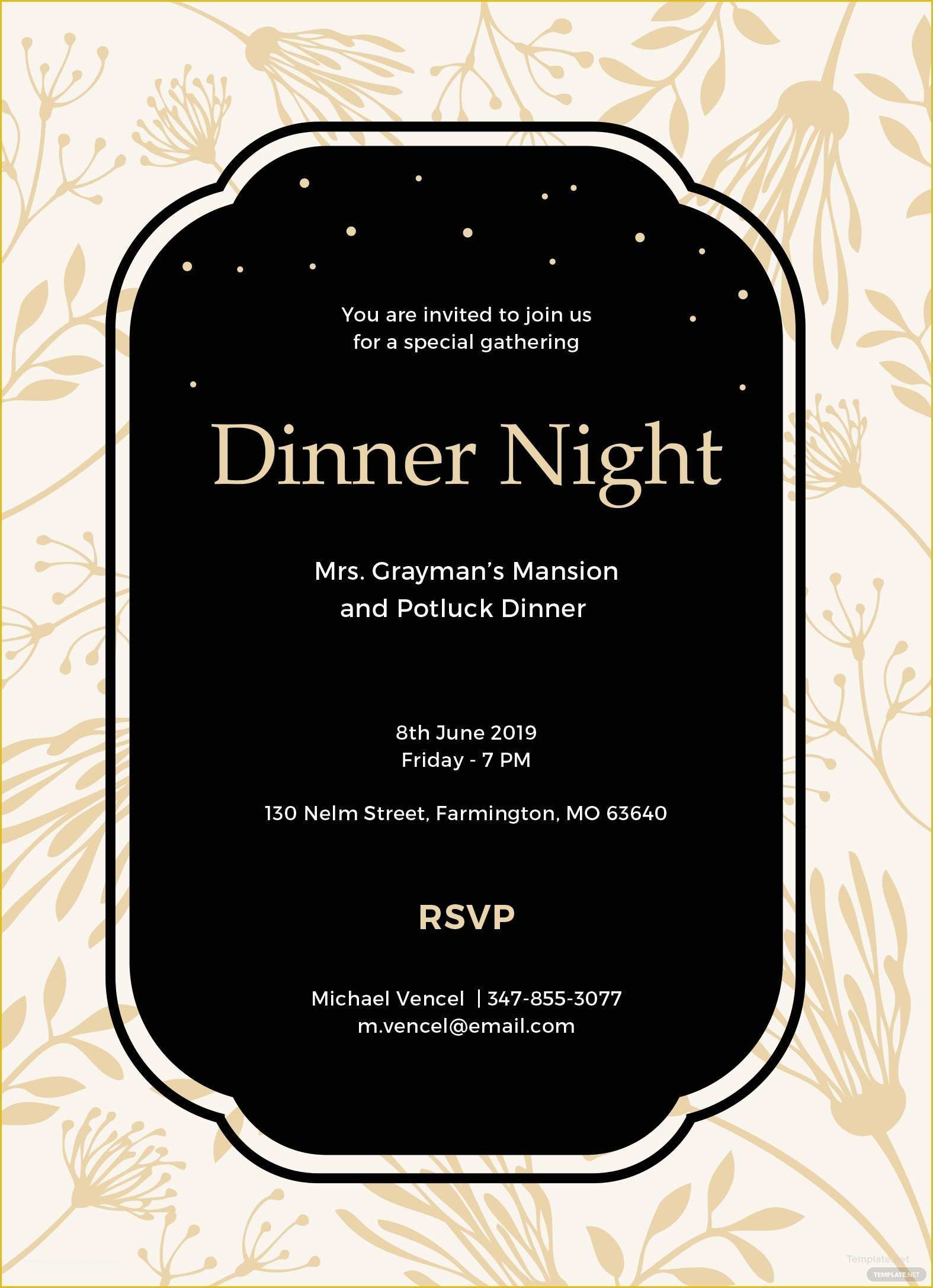 Dinner Invitation Templates Free Download Of Free Dinner Invitation Template In Ms Word Publisher