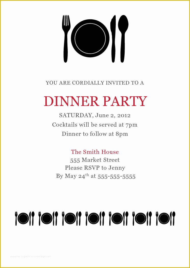 Dinner Invitation Templates Free Download Of Free Dinner Invitation Template