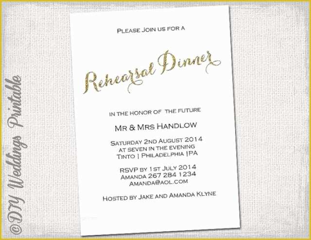 Dinner Invitation Templates Free Download Of Rehearsal Dinner Invitation Template "gold Glitter" Diy