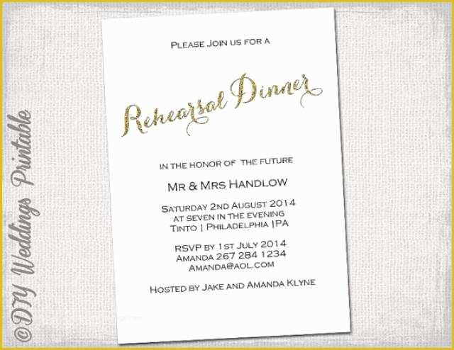 Dinner Invitation Templates Free Download Of Rehearsal Dinner Invitation Template &quot;gold Glitter&quot; Diy