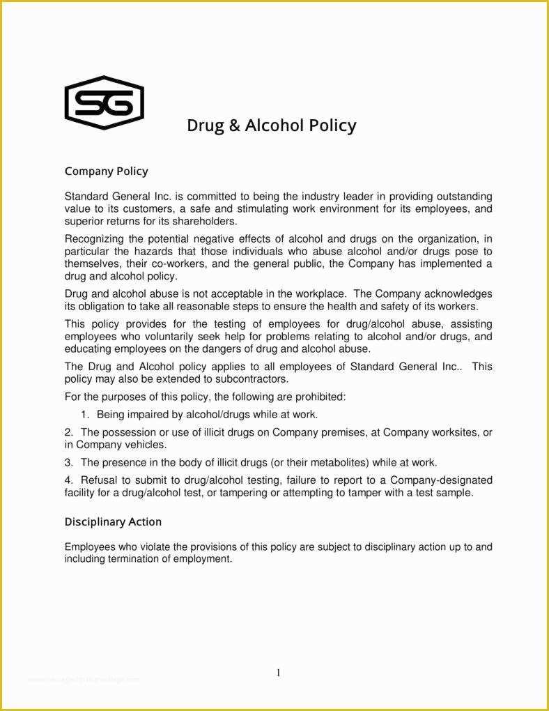 Drug and Alcohol Policy Template Free Of 5 Drug & Alcohol Policy Templates Pdf Doc