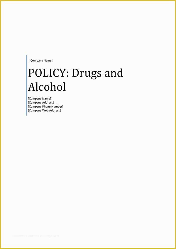 Drug and Alcohol Policy Template Free Of Drug and Alcohol Policy Template