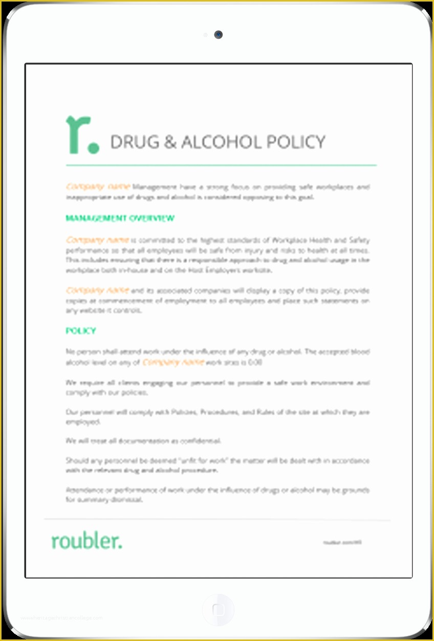 Drug and Alcohol Policy Template Free Of Free Drug & Alcohol Template Download Roubler Resources
