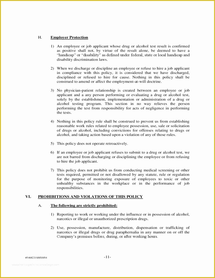 Drug and Alcohol Policy Template Free Of Sample Drug and Alcohol Policy Free Download