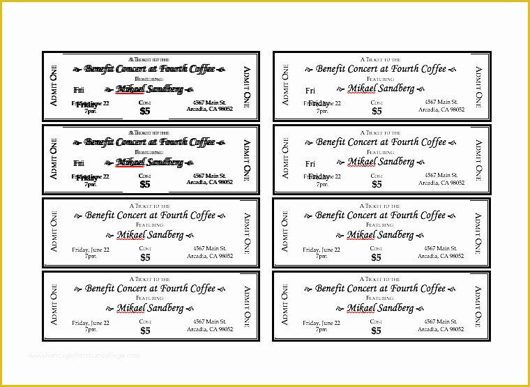 Editable Ticket Template Free Of event Ticket Template Free Word
