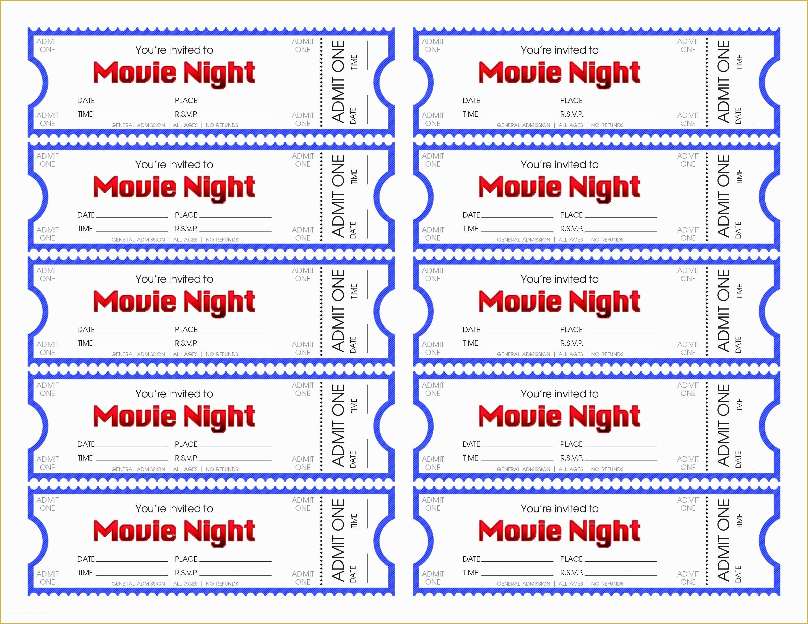 Editable Ticket Template Free Of Make Your Own Movie Night Tickets