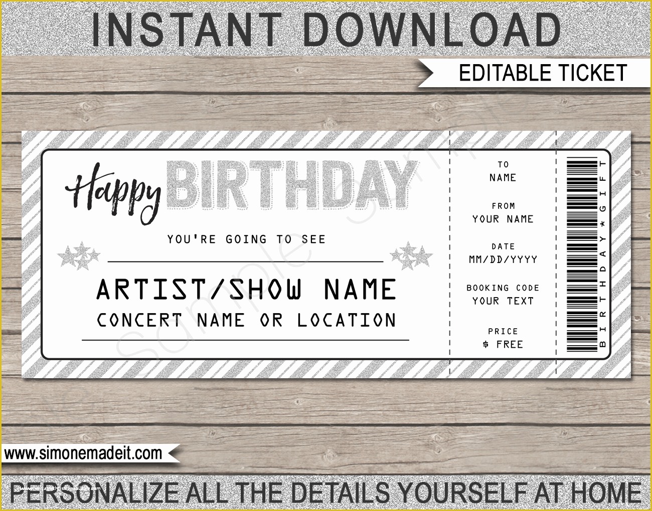 Editable Ticket Template Free Of Printable Concert Ticket Template