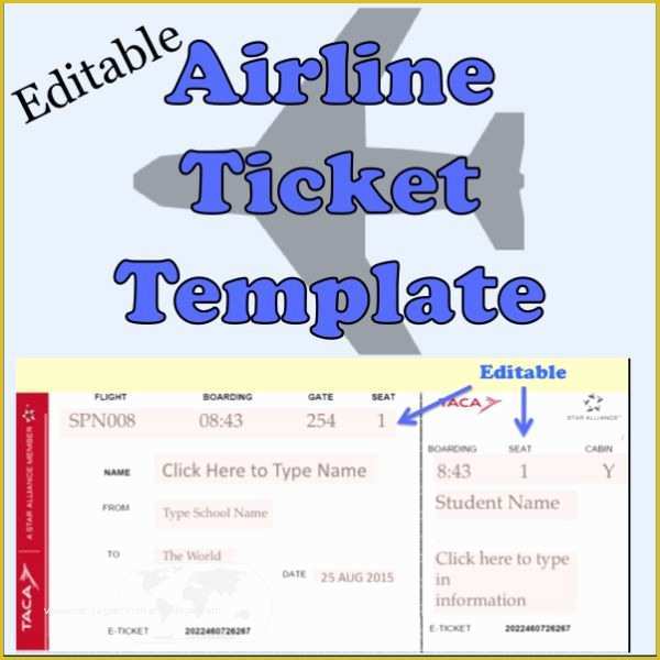 Editable Ticket Template Free Of Travel theme