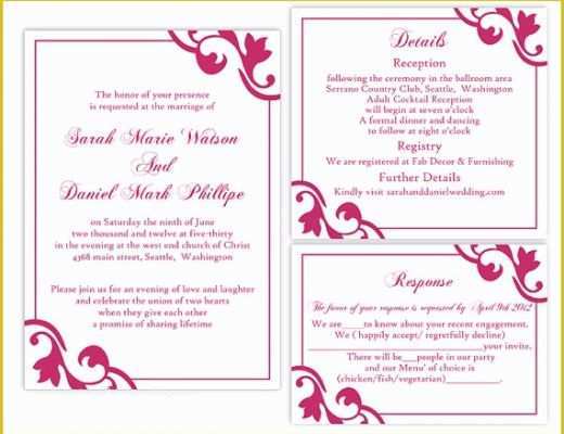 Editable Wedding Invitation Templates Free Download Of Diy Wedding Invitation Template Set Editable Word File