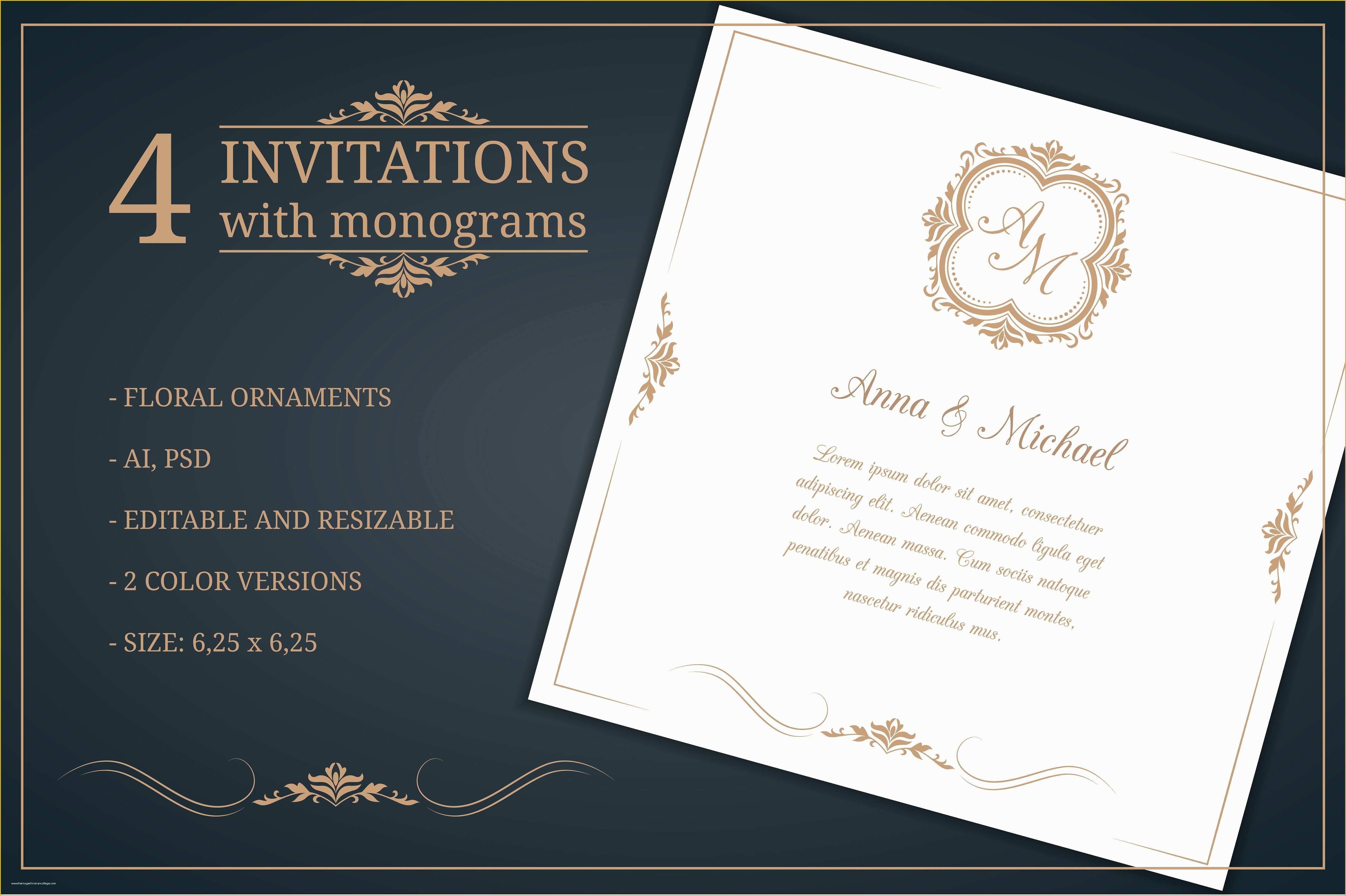 Editable Wedding Invitation Templates Free Download Of Wedding Invitations with Monograms Invitation Templates
